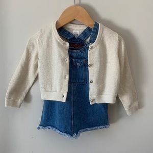 BABY Denim Pinafore with Sparkly Cardigan Size 12 months